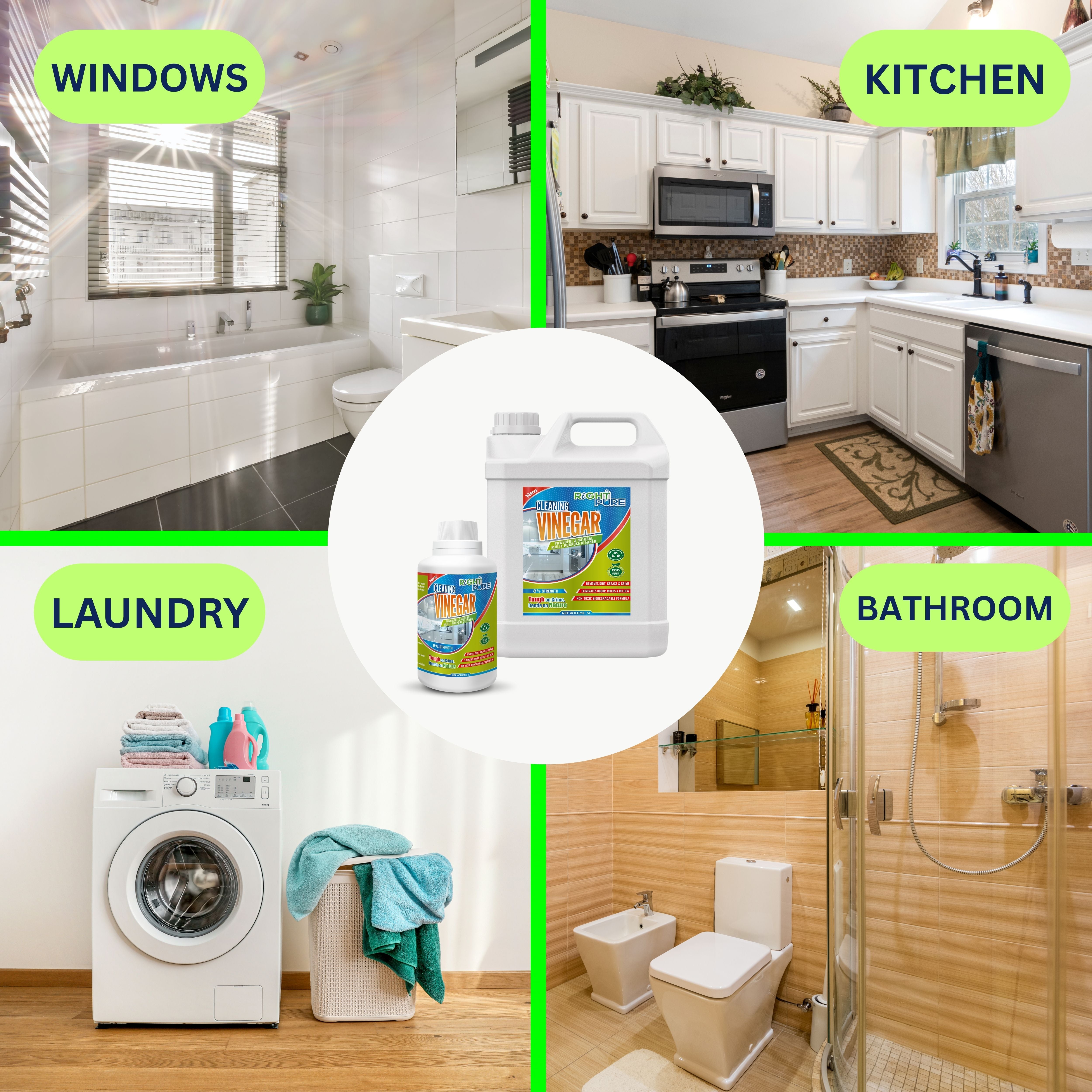 Cleaning Vinegar | 8% Strength | Multi-Purpose Natural Cleaner for Home, Kitchen, Glass, Floor & Appliances | Eco-Friendly & Biodegradable