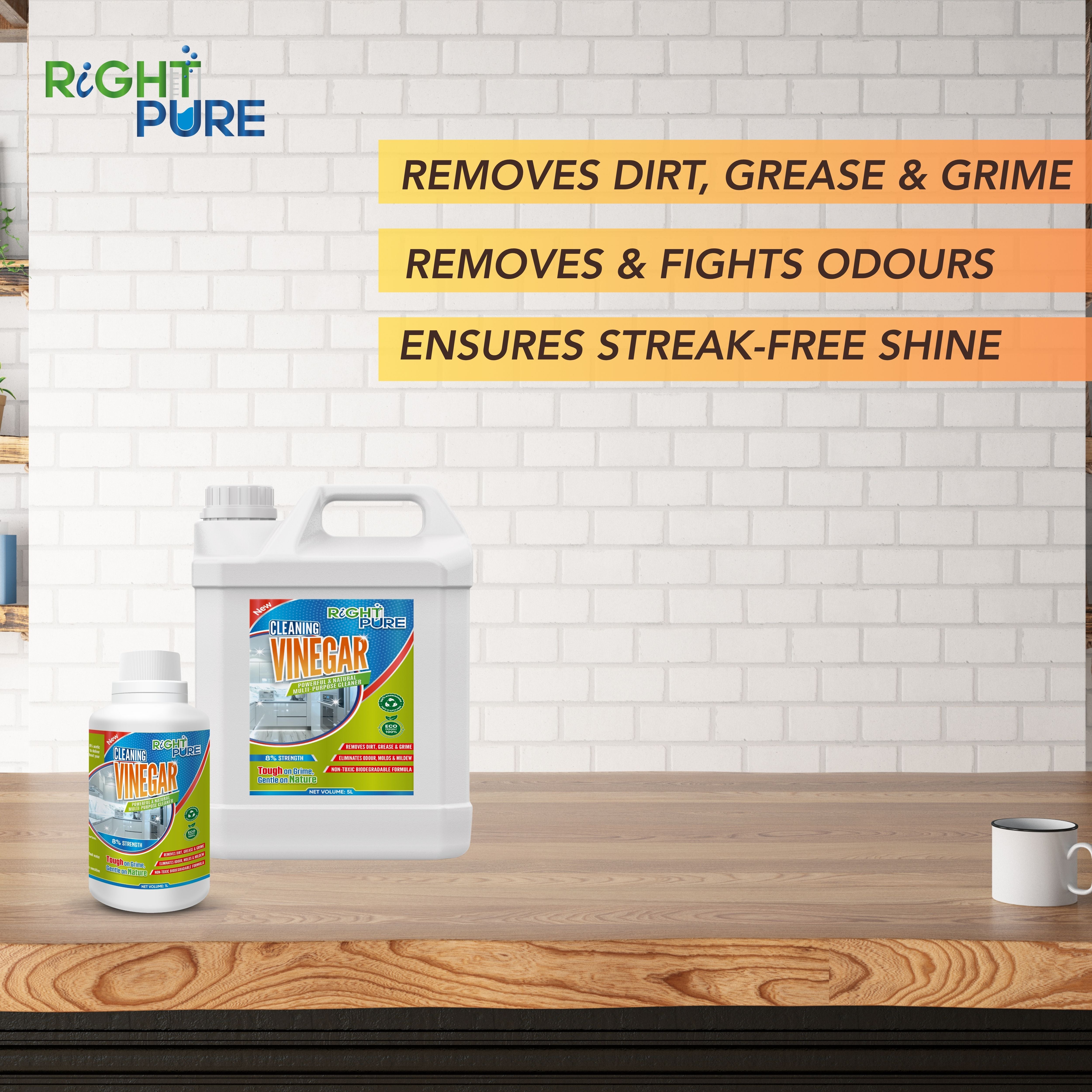 Cleaning Vinegar | 8% Strength | Multi-Purpose Natural Cleaner for Home, Kitchen, Glass, Floor & Appliances | Eco-Friendly & Biodegradable