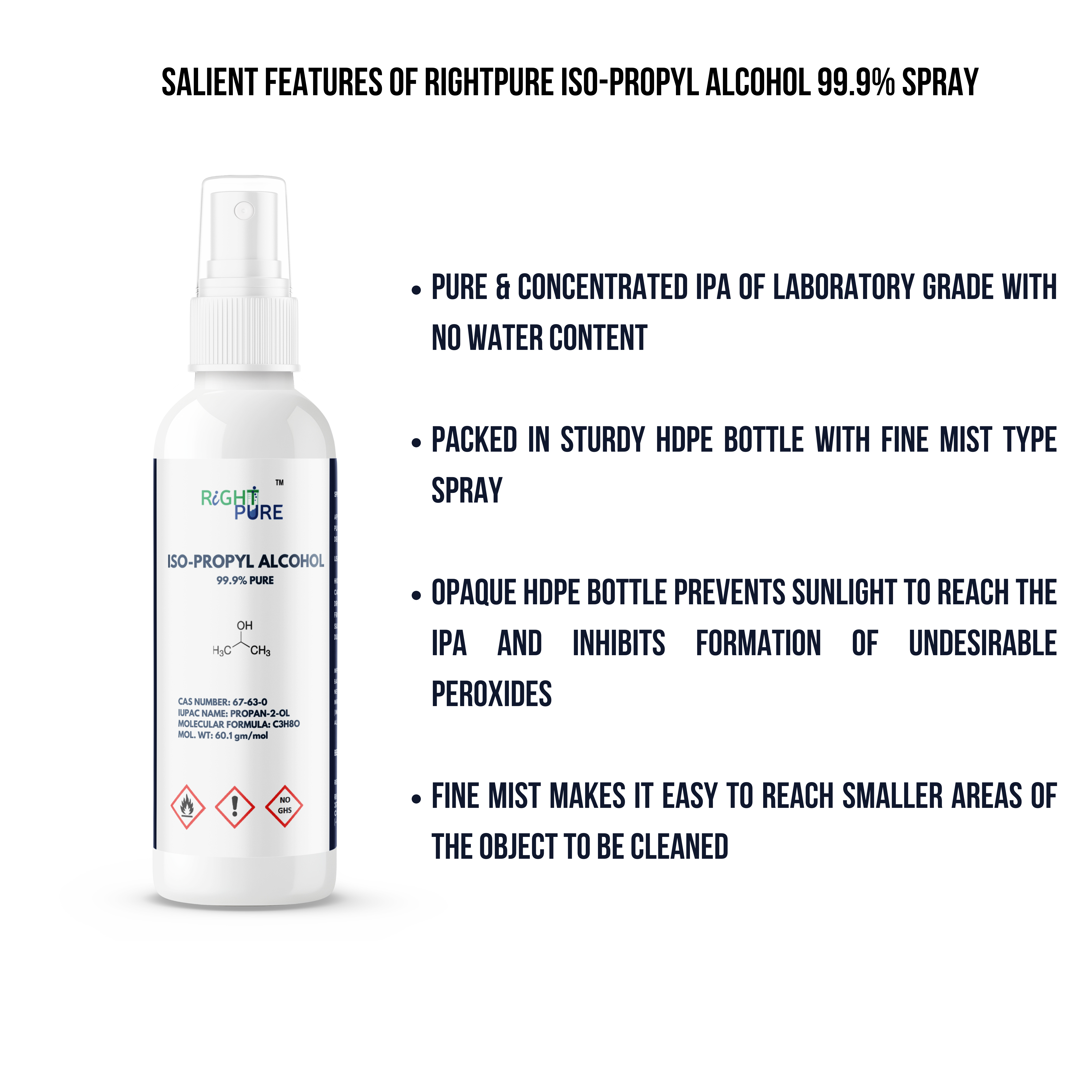 Iso-Propyl Alcohol 99.9% Spray Laboratory Reagent Grade For Technical and General Purpose Use