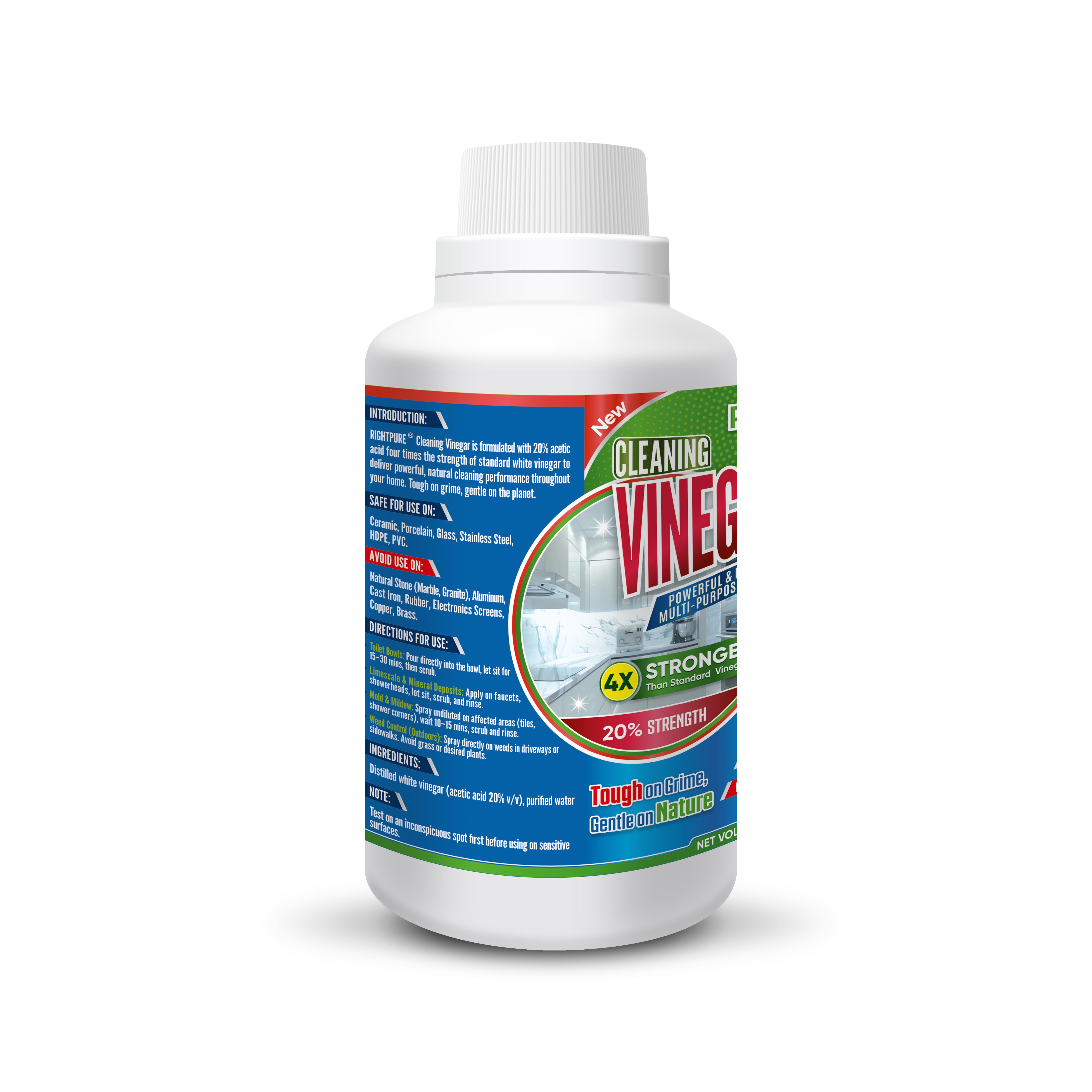 Cleaning Vinegar 20% Strength | Industrial Grade Concentrate | Natural Multi-Purpose Cleaner for Limescale, Rust, Mold, and Tough Stains | Eco-Friendly, Non-Toxic, Biodegradable