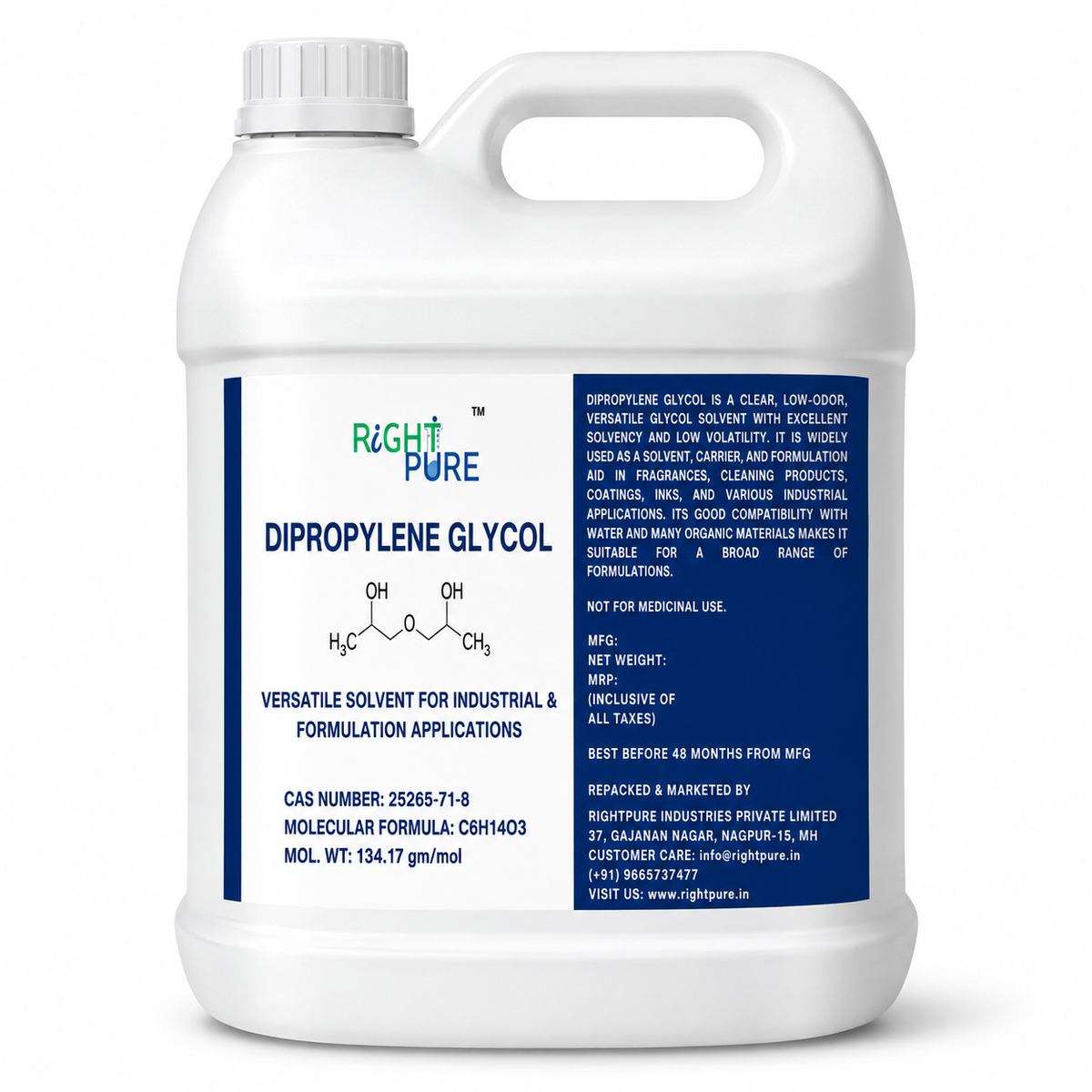 Dipropylene Glycol (DPG) | High-Purity Industrial Grade Solvent | For Fragrances, Perfumes, Cosmetics, Paints, Coatings, Printing Inks & Cleaning Applications