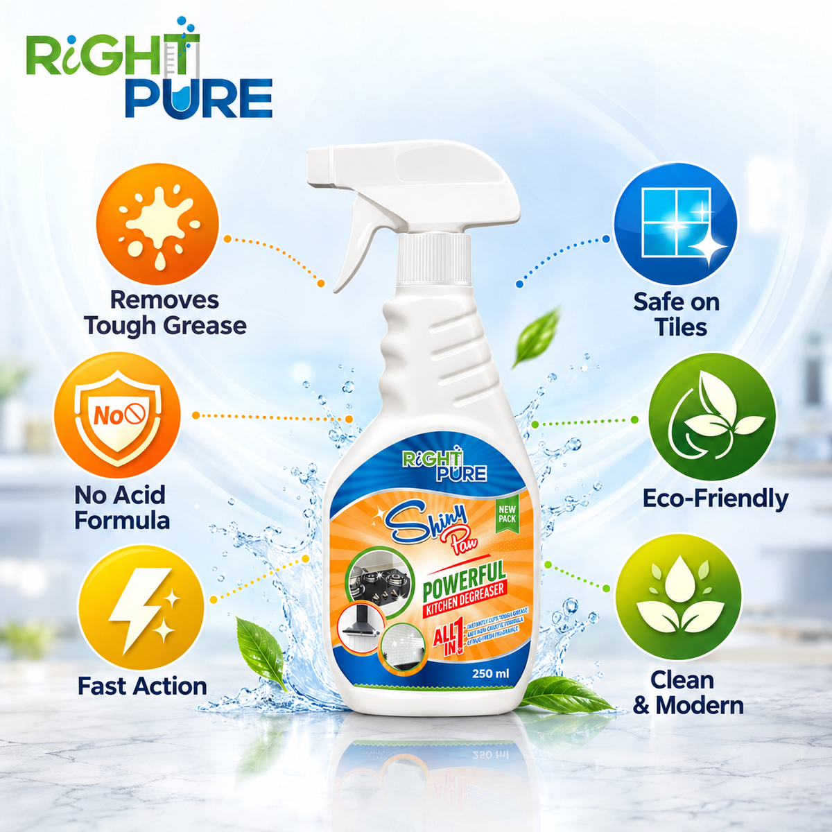 ShinyPan Powerful Kitchen Degreaser | Heavy Duty Oil & Grease Remover | Multipurpose Cleaner for Stove, Chimney, Oven, Tiles & Kitchen Surfaces | Commercial & Home Use