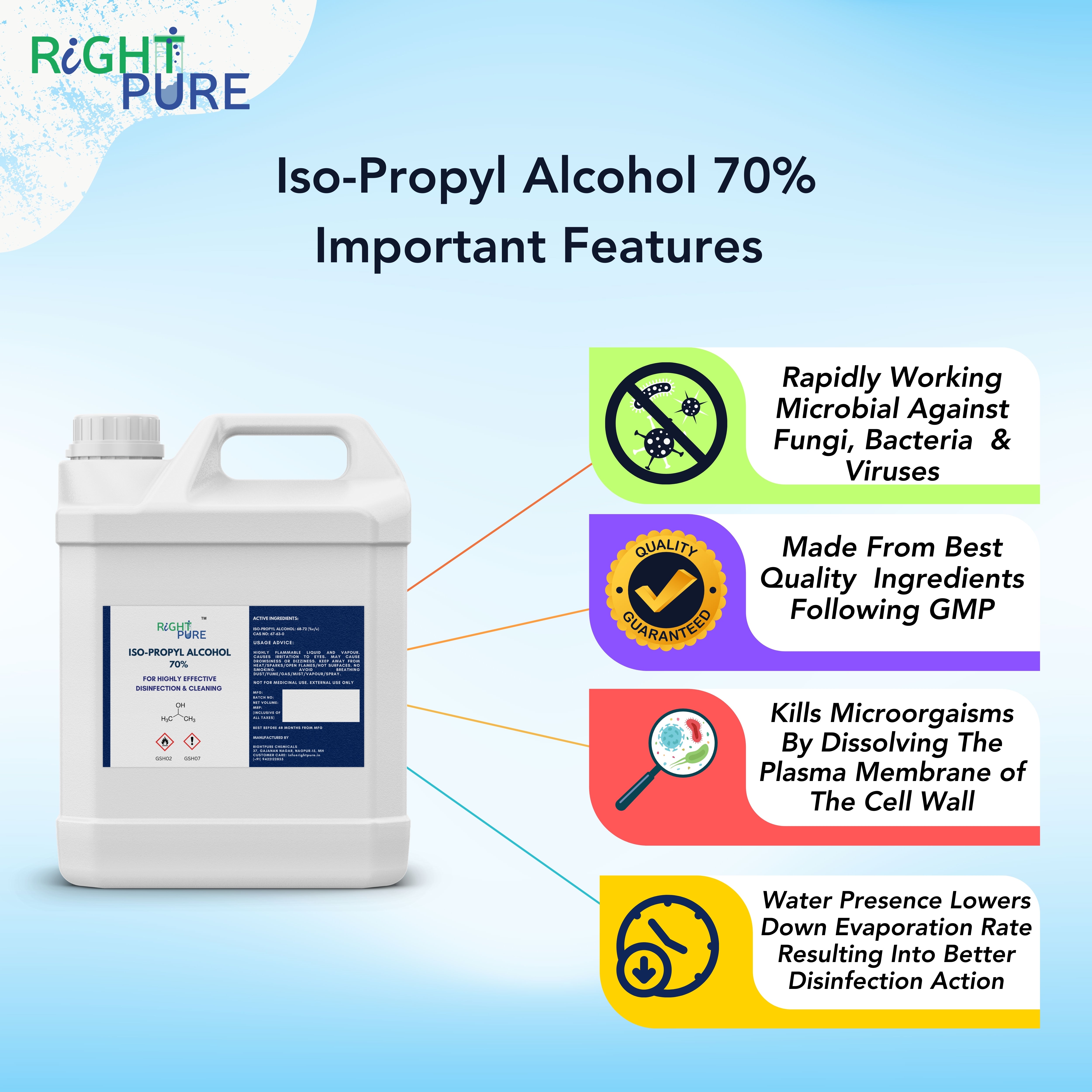 Iso-Propyl Alcohol (IPA) 70% (v/v) (Rubbing Alcohol)