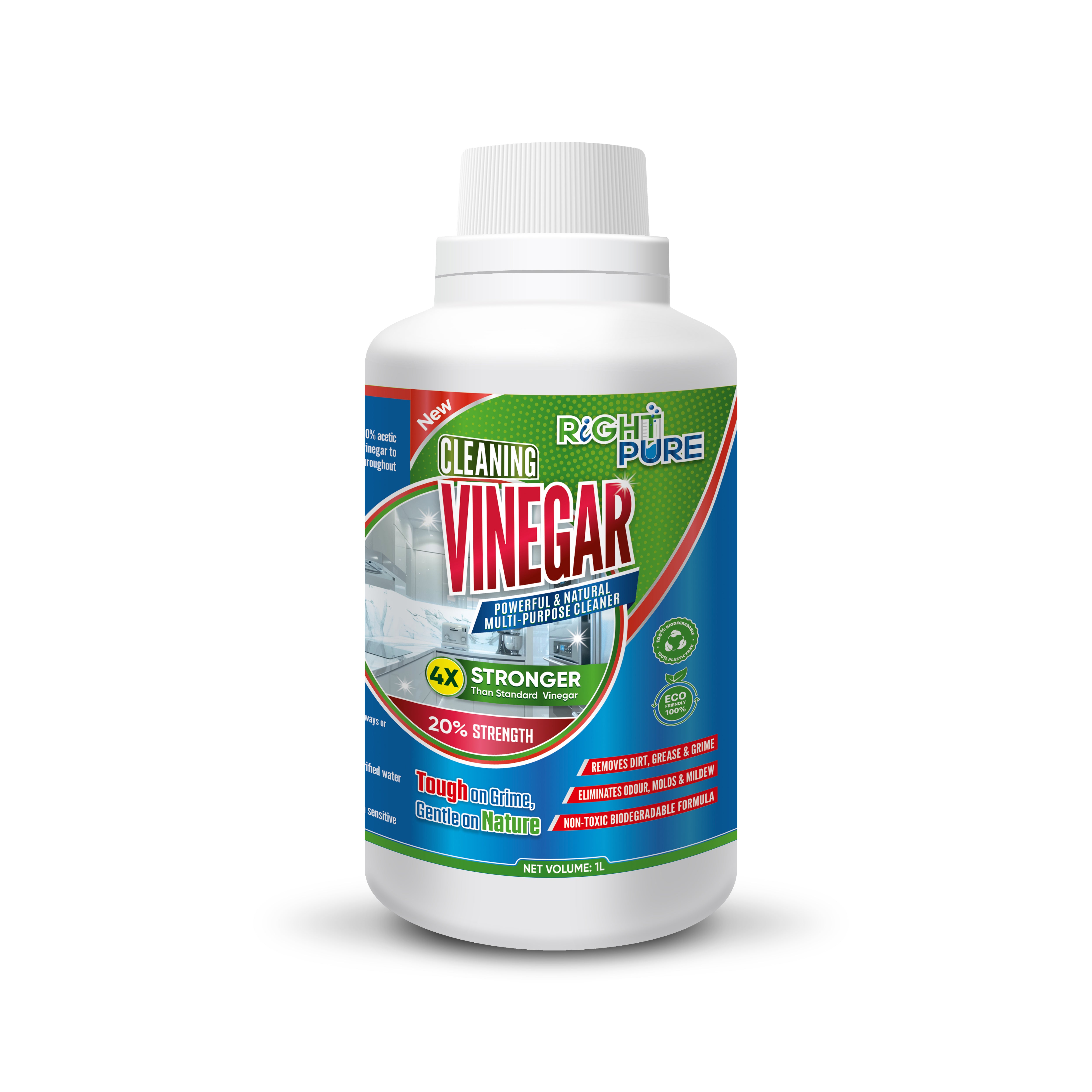 RIGHTPURE Cleaning Vinegar 20% – Industrial-Strength Natural Cleaner for Limescale, Rust, Mold, and Hard Water Stains