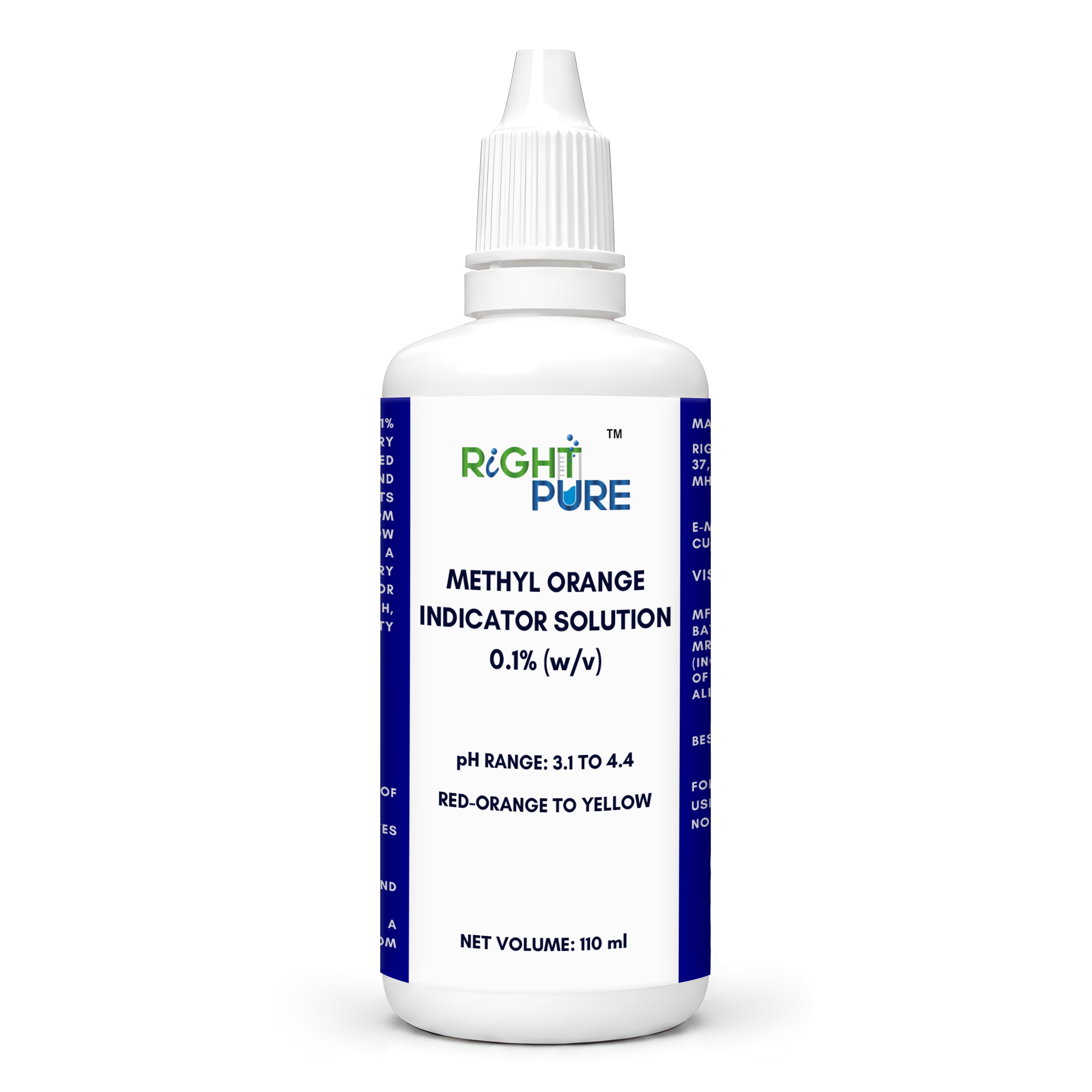 RIGHTPURE Methyl Orange Indicator Solution 0.1% laboratory pH indicator